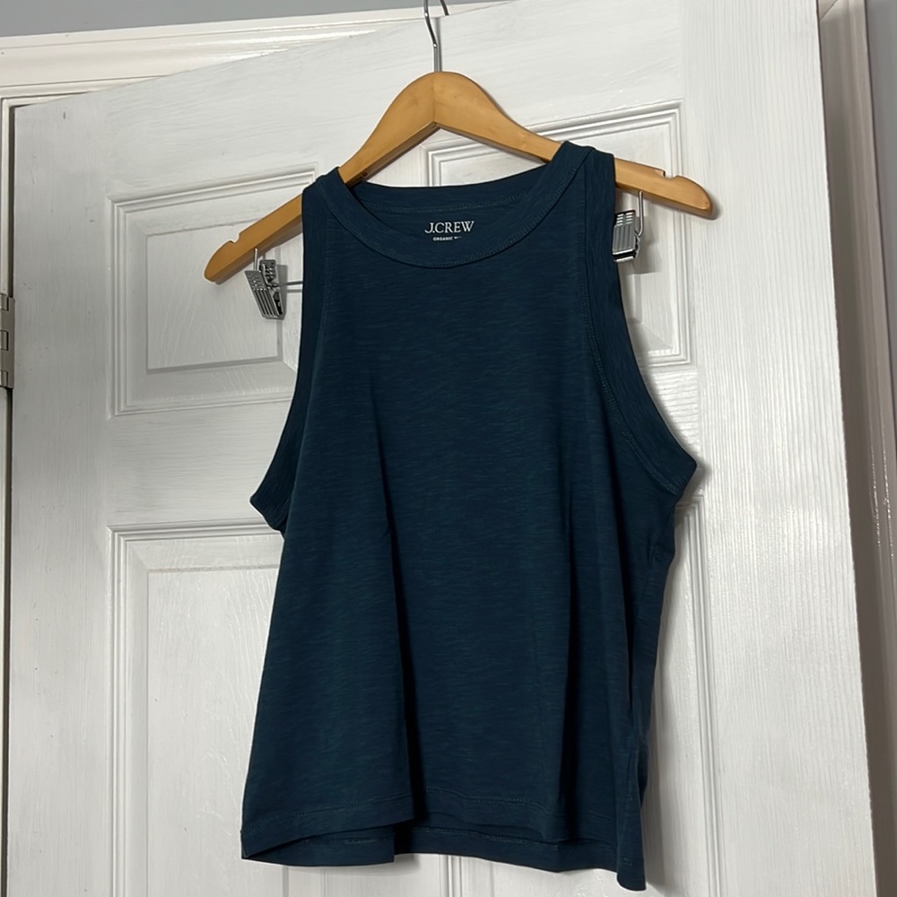NWT J Crew Organic Cotton Slub Tank Navy L